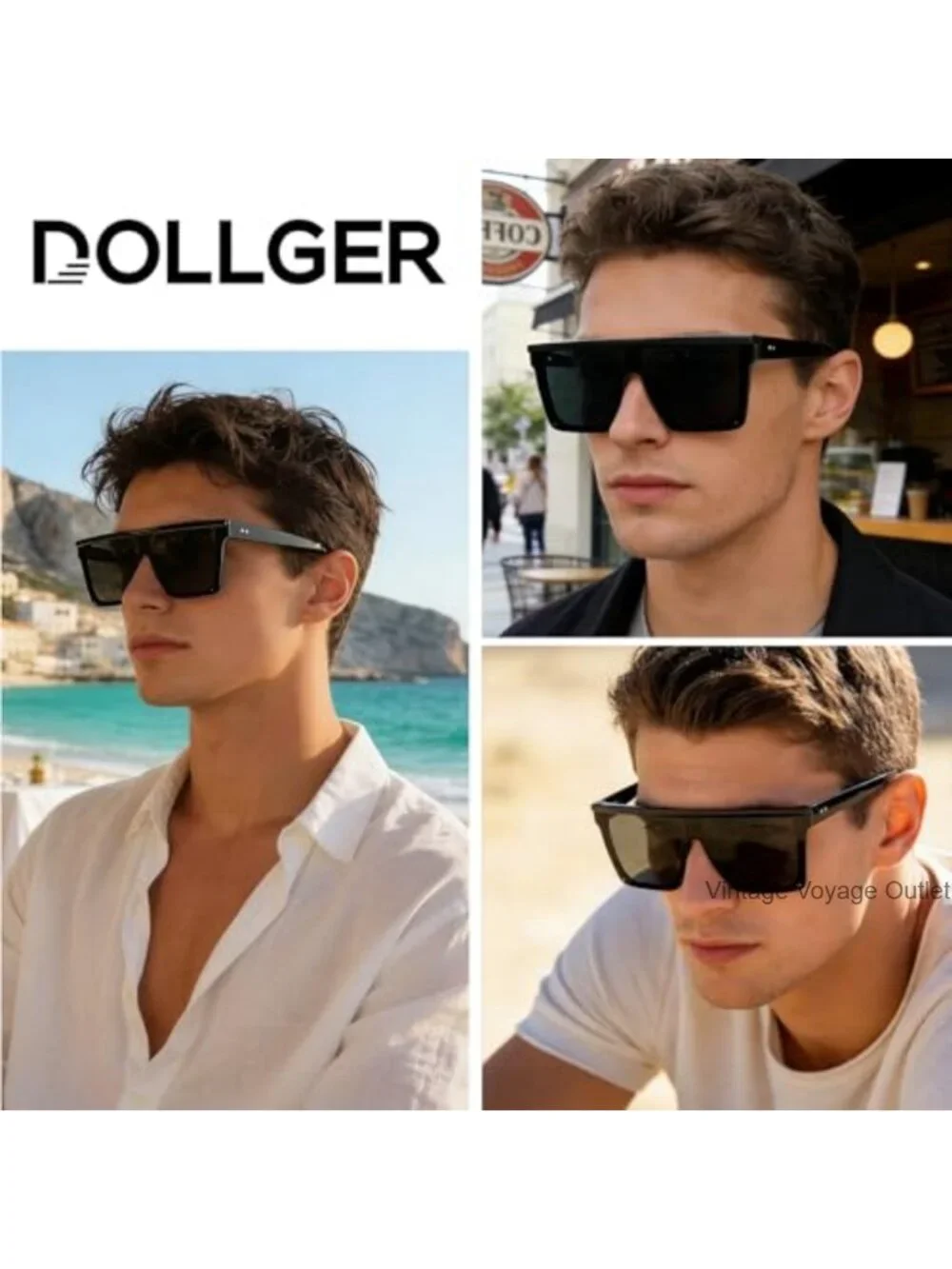Oversized Square Flat Top Sunglasses UV400 Protection Unisex